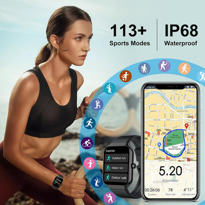 Montre Connectée TitanFit X - Appels Bluetooth, 113+ Modes Sport, Suivi Santé, Étanche IP68, Écran HD 1.96"