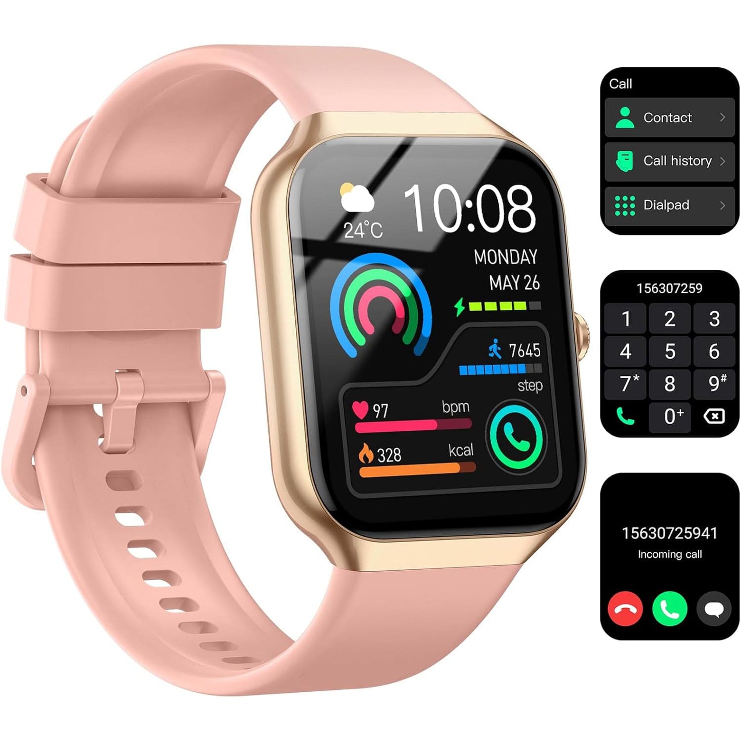 Montre Connectée TitanFit X - Appels Bluetooth, 113+ Modes Sport, Suivi Santé, Étanche IP68, Écran HD 1.96"